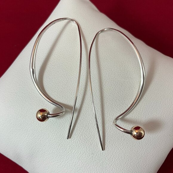La Petite Earrings by E.L. Designs by Ed Levin Studio Ed Levin Sterling Silver and 14K Gold Large Dangle Earrings with Ball